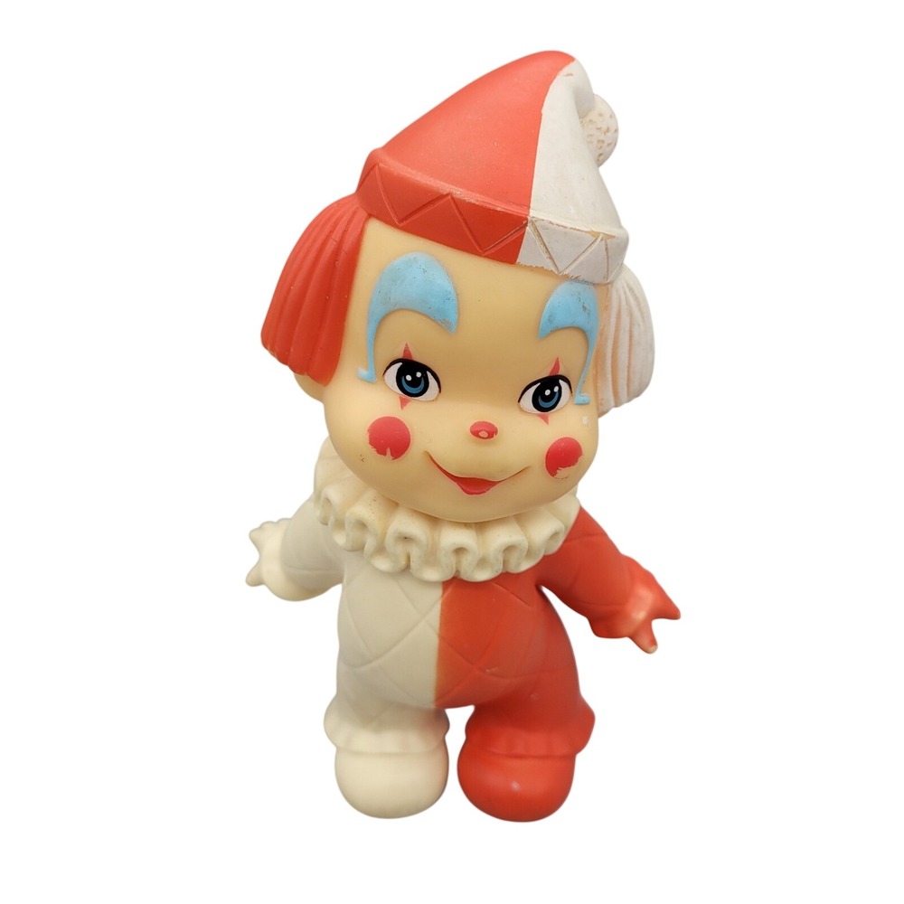 Vintage IWAI Industries Clown Toy 1971 Red White Vinyl Figure Japan